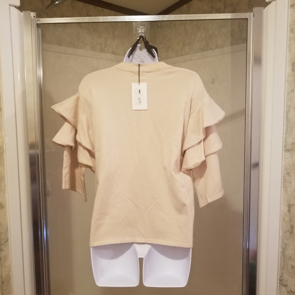NWT size S, creamy ruffle sleeve sweater - Picture 2 of 6